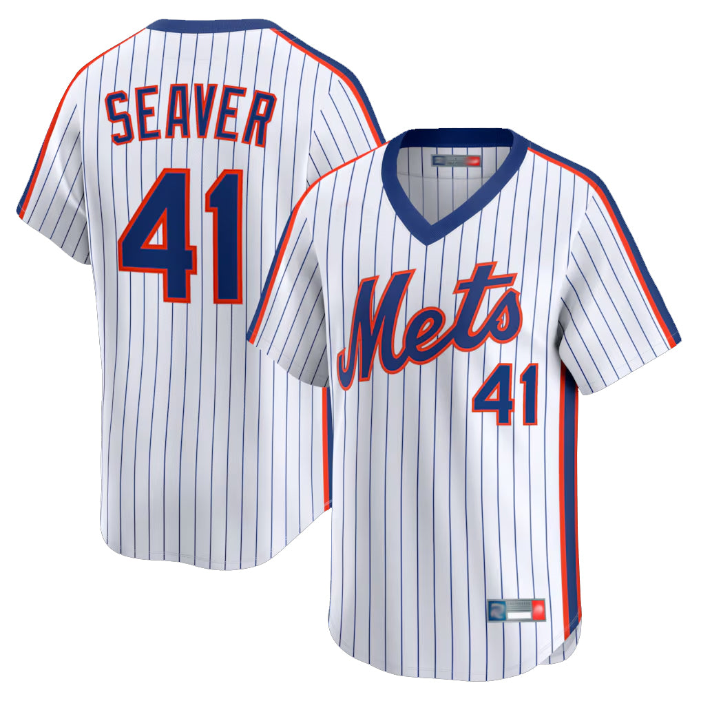 Choea NY.Mets #41 Tom Seaver Player White Cooperstown Collection T-shirt Game Stitched Jerseys