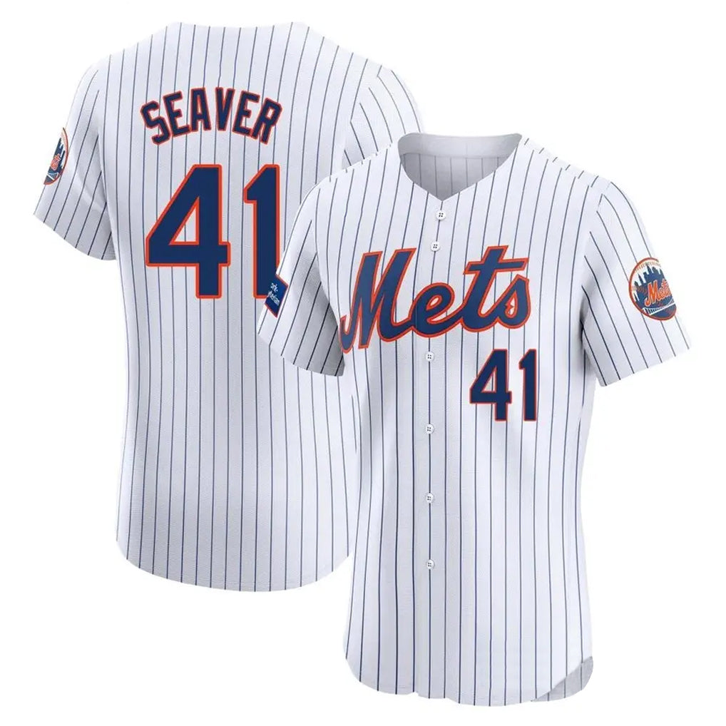 Choea NY.Mets #41 Tom Seaver Player White Home Limited Elite Stitched Jerseys