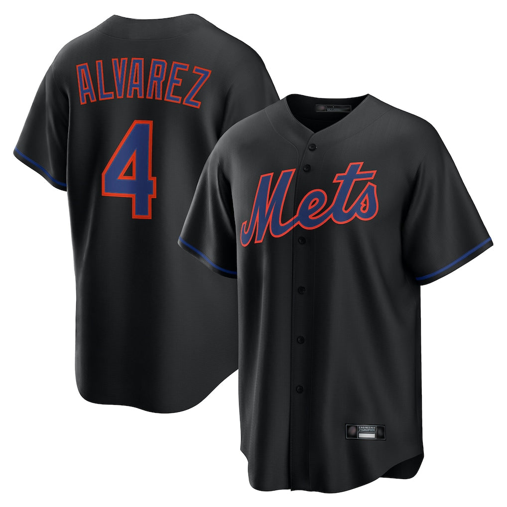 Choea NY.Mets #4 Francisco Alvarez Player Black Alternate Home Game Stitched Jerseys