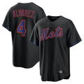 Choea NY.Mets #4 Francisco Alvarez Player Black Alternate Home Game Stitched Jerseys