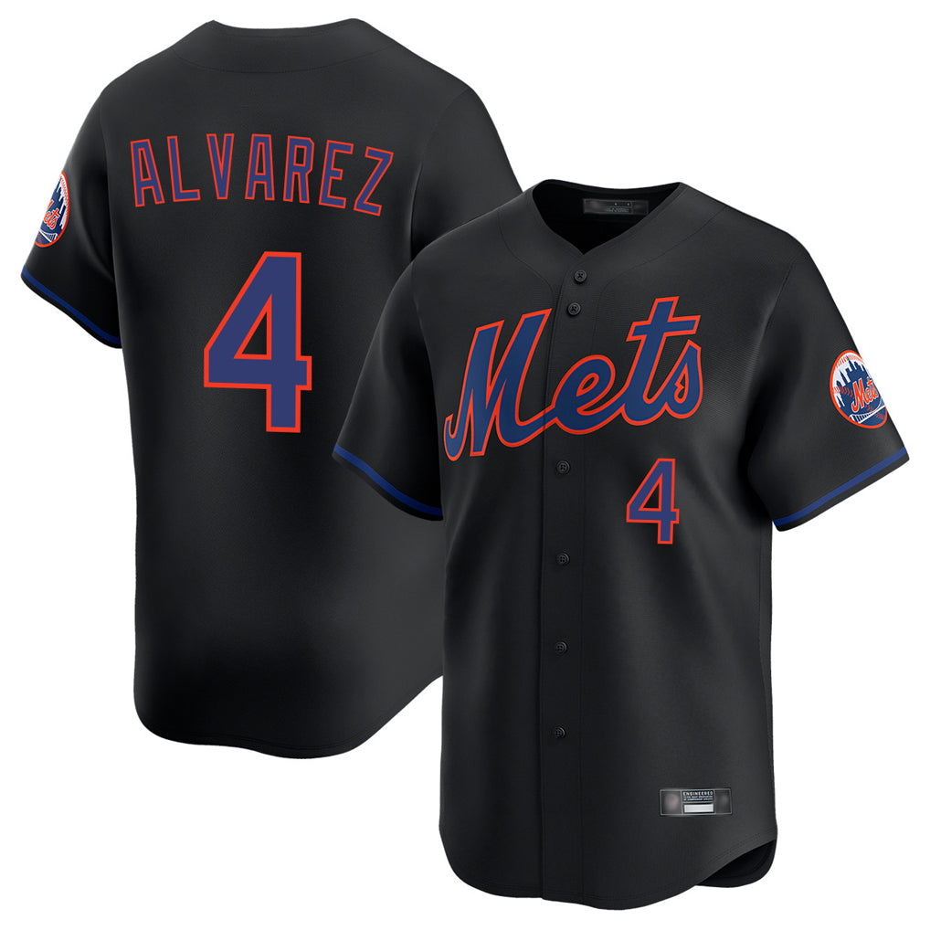 Choea NY.Mets #4 Francisco Alvarez Player Black Alternate Home Limited Stitched Jerseys