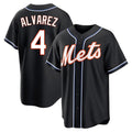 Choea NY.Mets #4 Francisco Alvarez Player Black Fashion Out Game Stitched Jerseys