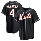 Choea NY.Mets #4 Francisco Alvarez Player Black Fashion Out Game Stitched Jerseys