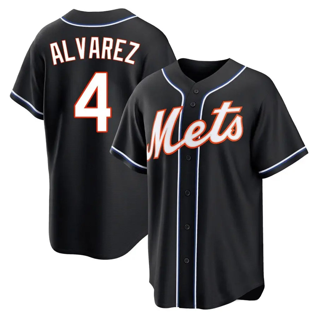 Choea NY.Mets #4 Francisco Alvarez Player Black Fashion Out Game Stitched Jerseys