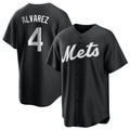 Choea NY.Mets #4 Francisco Alvarez Player Black Home Game Stitched Jerseys