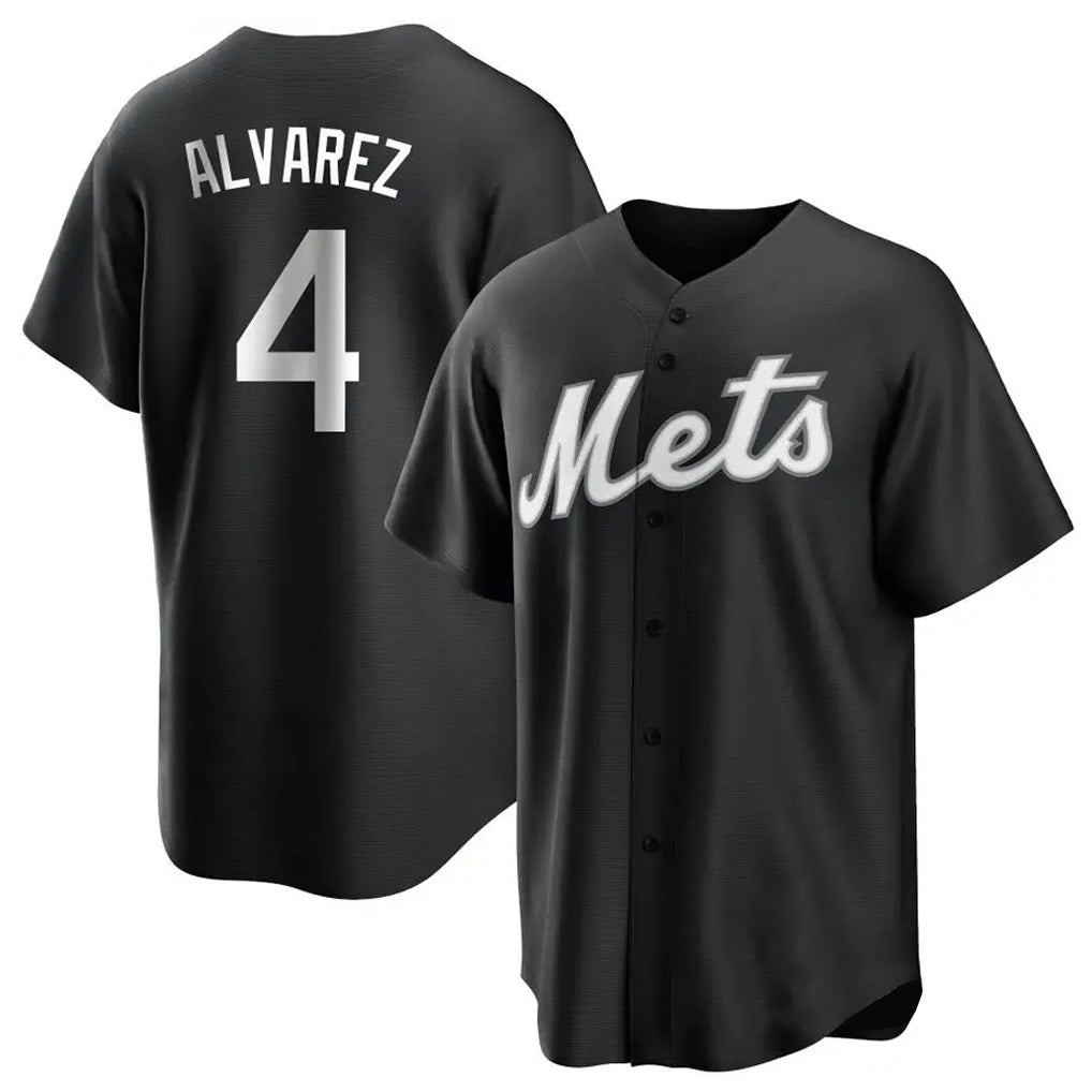 Choea NY.Mets #4 Francisco Alvarez Player Black Home Game Stitched Jerseys