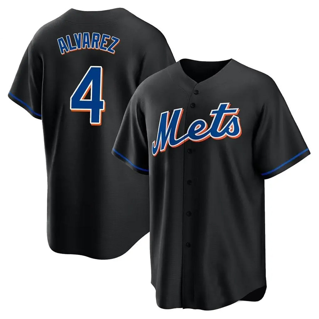 Choea NY.Mets #4 Francisco Alvarez Player Black Replica Home Game Stitched Jerseys