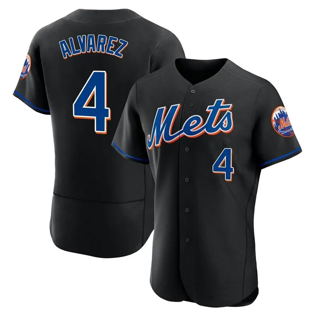 Choea NY.Mets #4 Francisco Alvarez Player Black Replica Home Limited Elite Stitched Jerseys