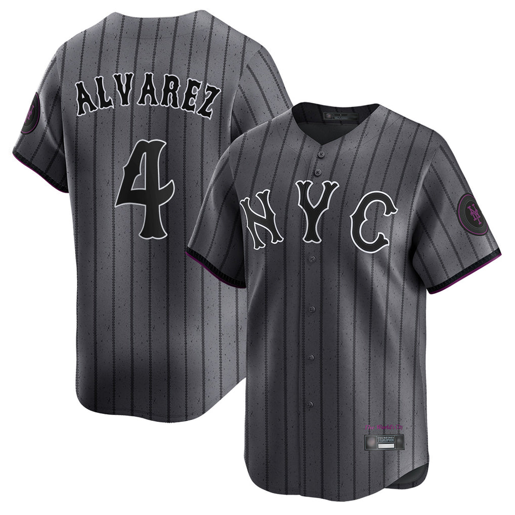 Choea NY.Mets #4 Francisco Alvarez Player Gray City Connect Limited Stitched Jerseys