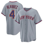 Choea NY.Mets #4 Francisco Alvarez Player Gray Road Home Game Stitched Jerseys