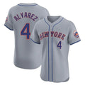 Choea NY.Mets #4 Francisco Alvarez Player Gray Road Limited Elite Home Stitched Jerseys