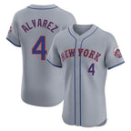 Choea NY.Mets #4 Francisco Alvarez Player Gray Road Limited Elite Home Stitched Jerseys