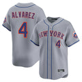 Choea NY.Mets #4 Francisco Alvarez Player Gray Road Limited Home Stitched Jerseys