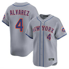 Choea NY.Mets #4 Francisco Alvarez Player Gray Road Limited Home Stitched Jerseys