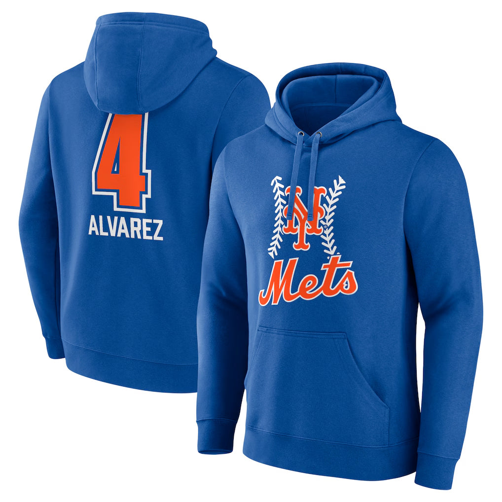 Choea NY.Mets #4 Francisco Alvarez Player Royal Club Pullover Hoodie Game Stitched Jerseys