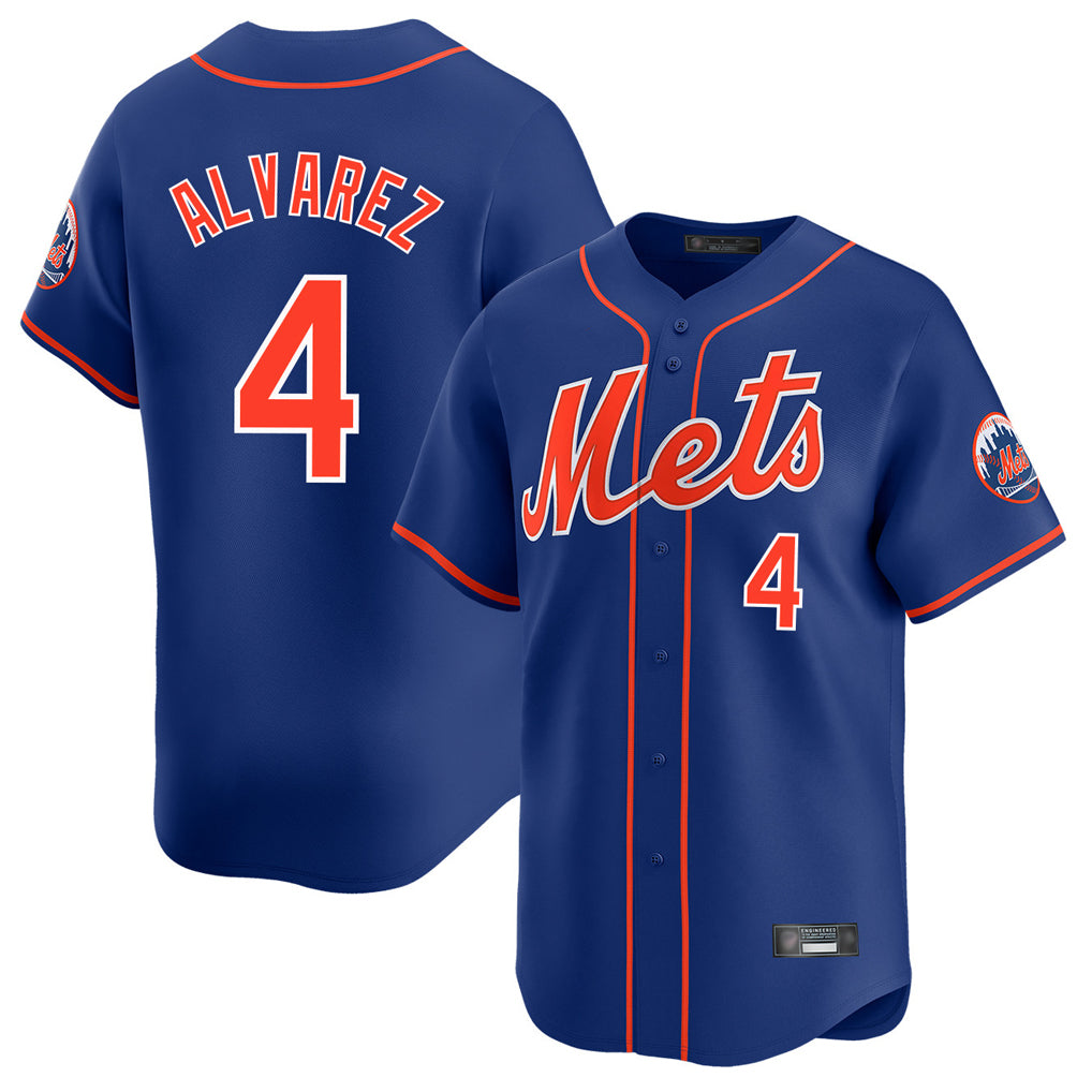 Choea NY.Mets #4 Francisco Alvarez Player Royal Home Limited Stitched Jerseys