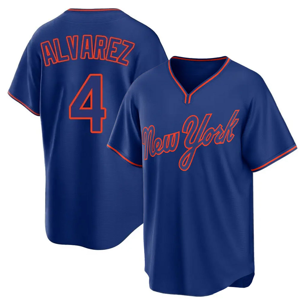 Choea NY.Mets #4 Francisco Alvarez Player Royal T-shirt Home Game Stitched Jerseys