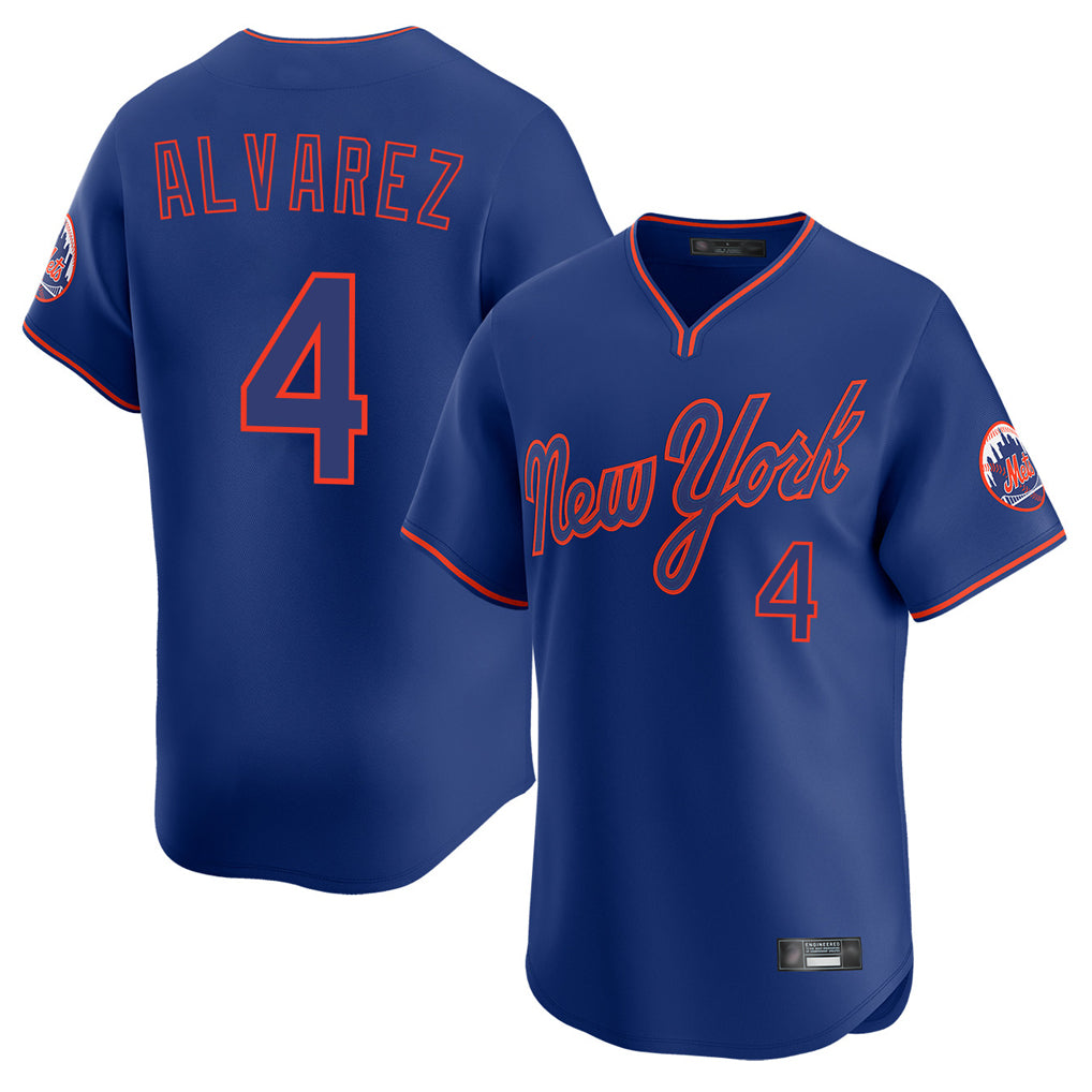 Choea NY.Mets #4 Francisco Alvarez Player Royal T-shirt Home Limited Elite Stitched Jerseys