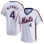 Choea NY.Mets #4 Francisco Alvarez Player White Cooperstown Collection T-shirt Game Stitched Jerseys