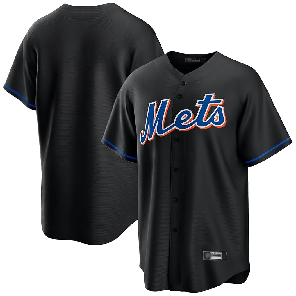 Choea NY.Mets Blank Player Black Replica Home Game Stitched Jerseys