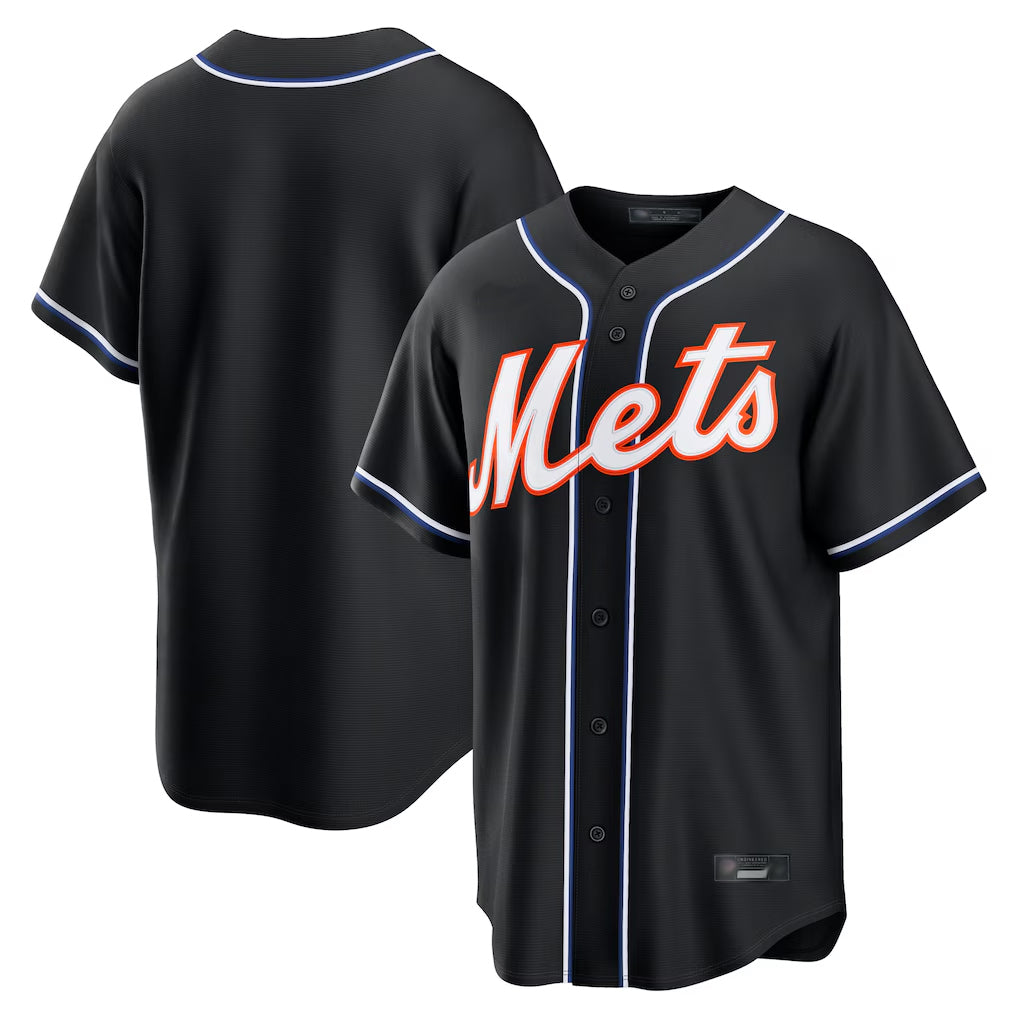 Choea NY.Mets Blank Player Fashion Black Out Game Stitched Jerseys