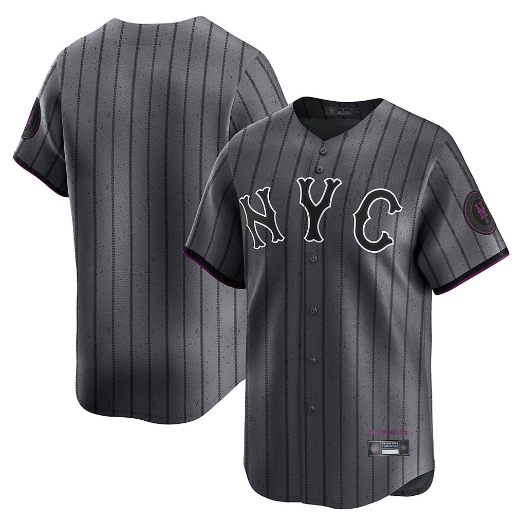 Choea NY.Mets Blank Player Gray City Connect Limited Stitched Jerseys
