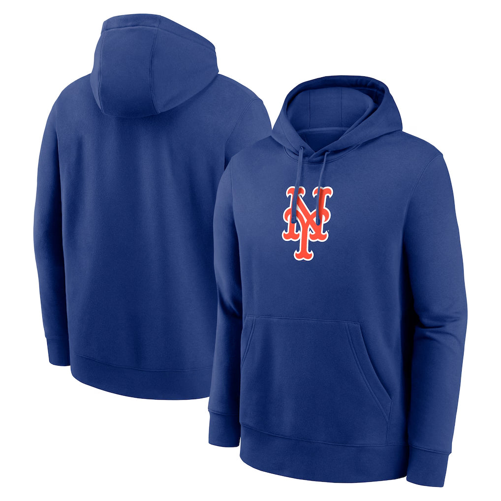 Choea NY.Mets Blank Player Royal Logo Club Fleece Hoodie Home Stitched Jerseys