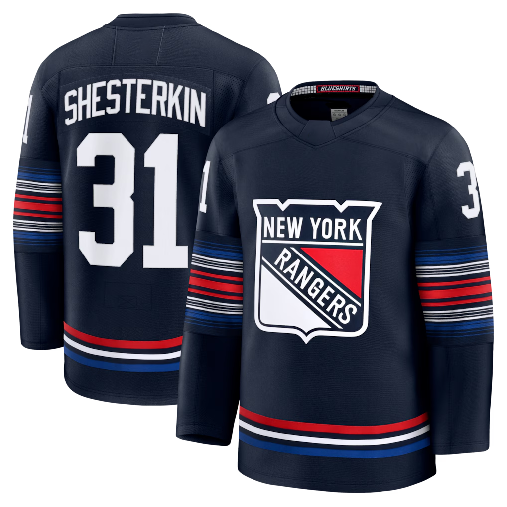 Choea NY.Rangers #31 Igor Shesterkin Navy Alternate Premier Player Jerseys