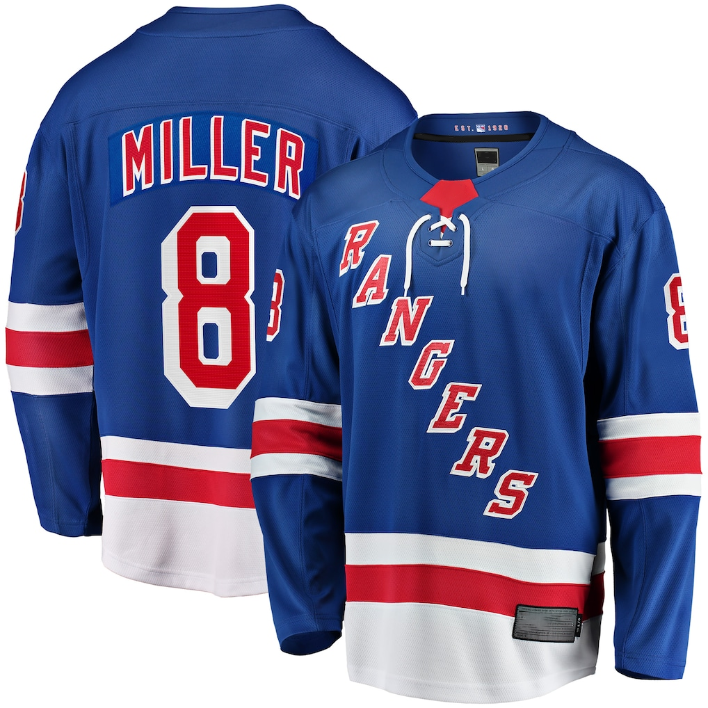 Choea NY.Rangers #8 J.T. Miller Blue Home Breakaway Jerseys