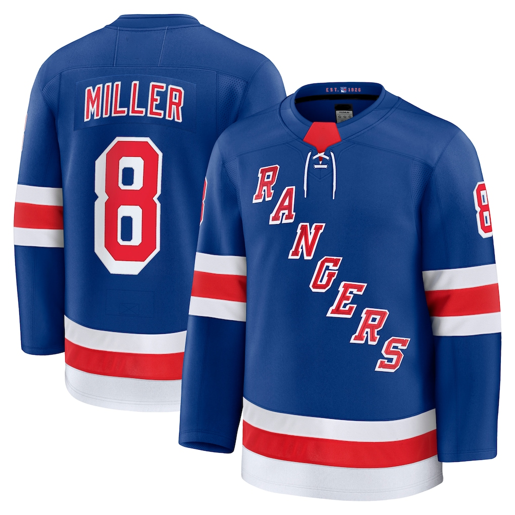 Choea NY.Rangers #8 J.T. Miller Blue Home Premium Jerseys