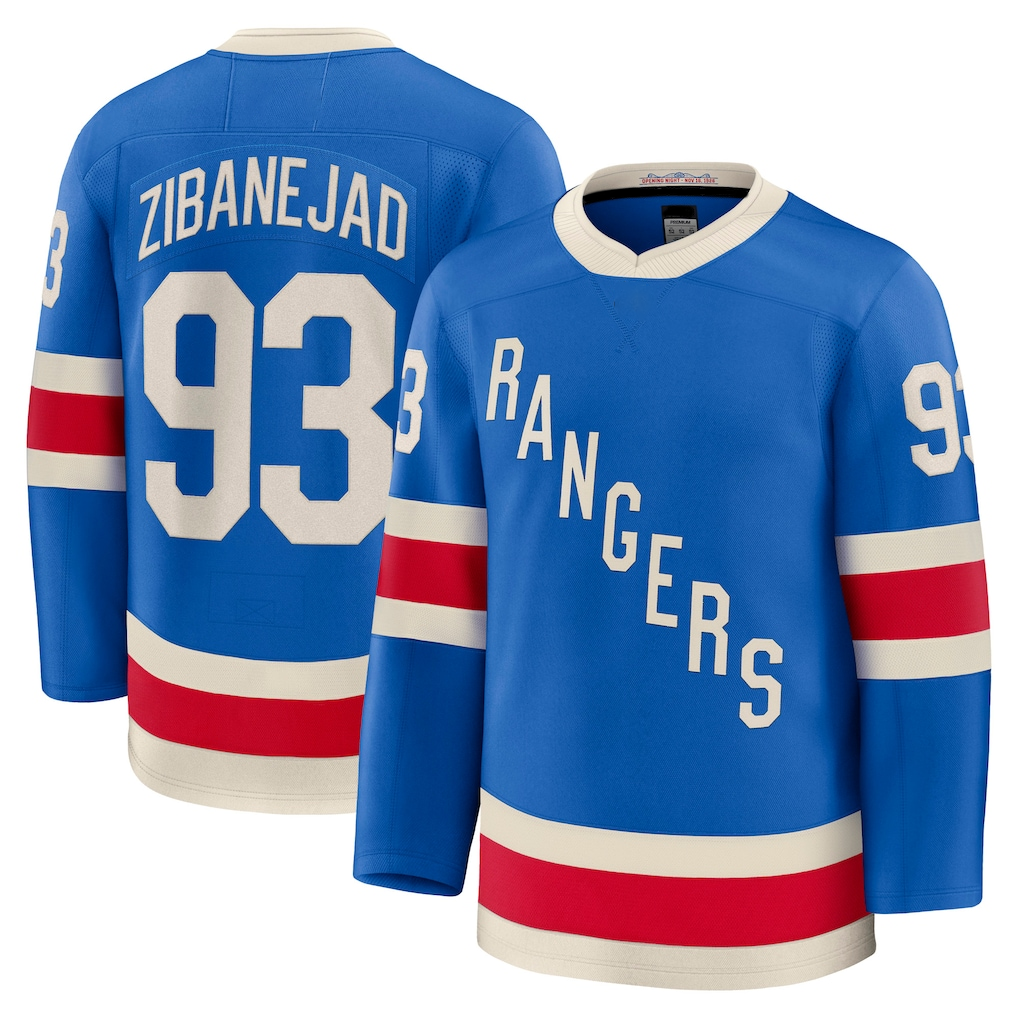 Choea NY.Rangers #93 Mika Zibanejad Blue Centennial Premium Jerseys