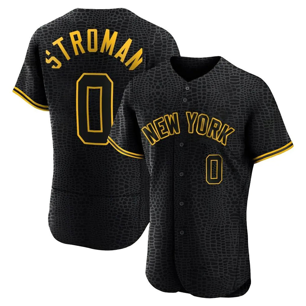 Choea NY.Yankees #0 Marcus Stroman Player Black Snake Skin City Limited ELite Home Stitched Jerseys