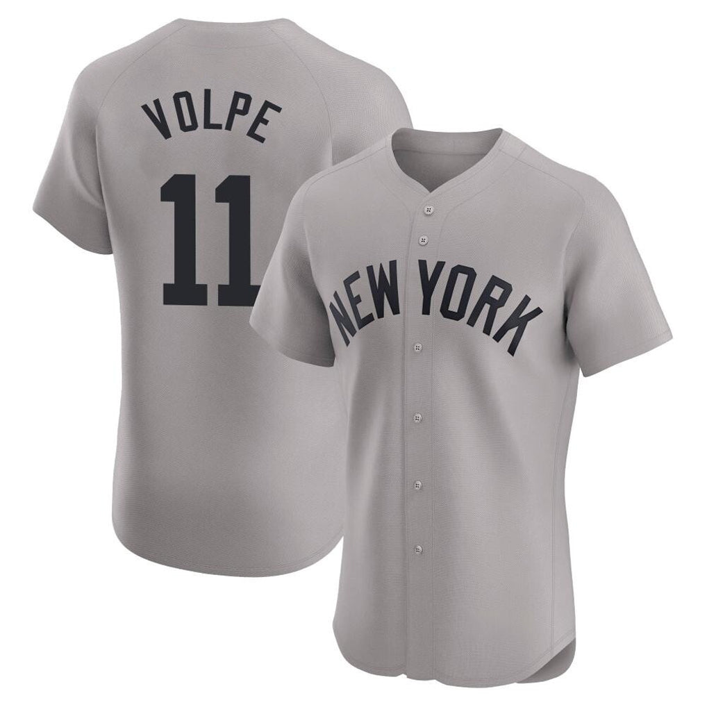 Choea NY.Yankees #11 Anthony Volpe Player Gray Limited Elite Home Stitched Jerseys