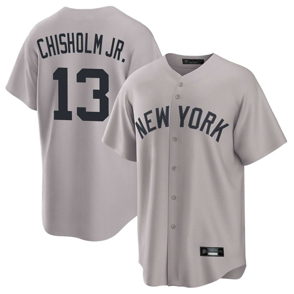 Choea NY.Yankees #13 Jazz Chisholm Jr Player Gray Game Home Stitched Jerseys