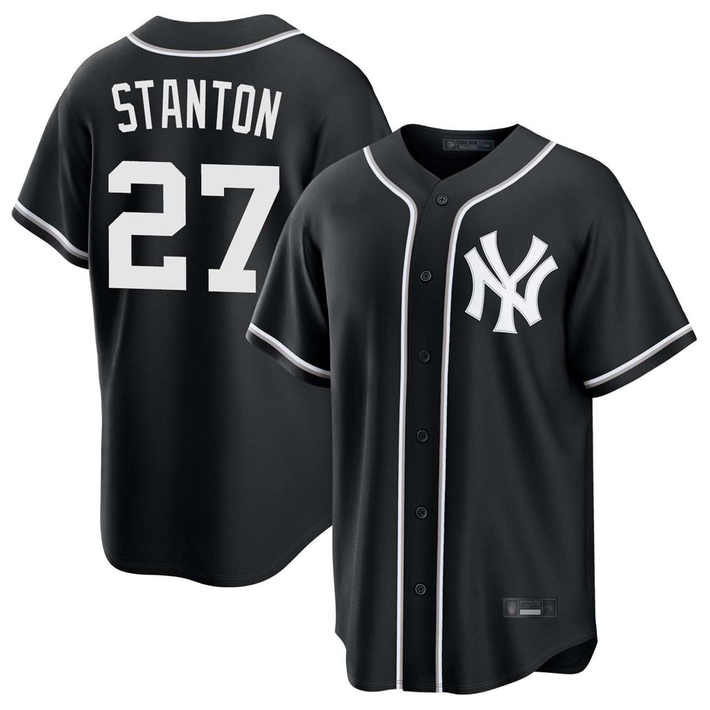 Choea NY.Yankees #27 Giancarlo Stanton Player Black Out Game Home Stitched Jerseys