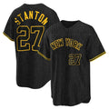 Choea NY.Yankees #27 Giancarlo Stanton Player Black Snake Skin City Game Home Stitched Jerseys