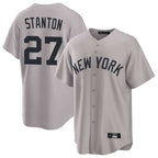 Choea NY.Yankees #27 Giancarlo Stanton Player Gray Game Home Stitched Jerseys