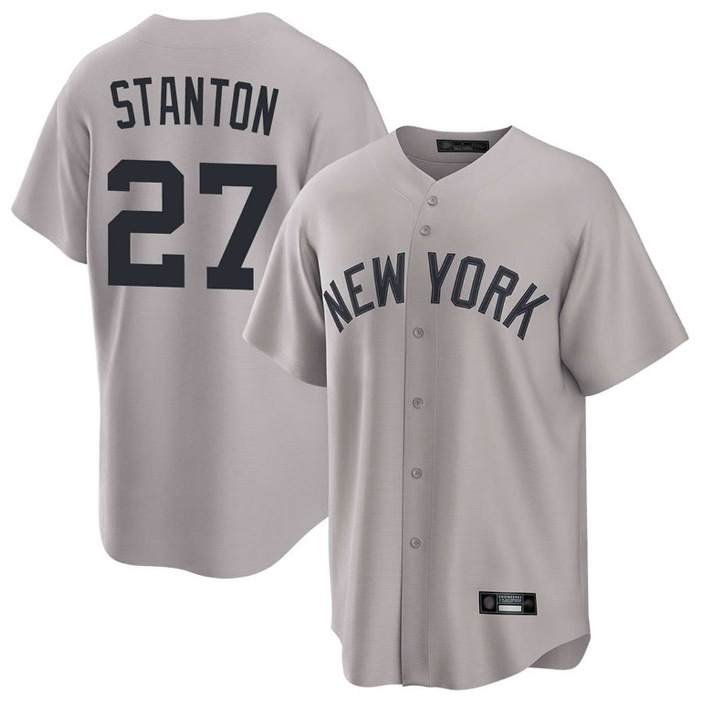 Choea NY.Yankees #27 Giancarlo Stanton Player Gray Game Home Stitched Jerseys