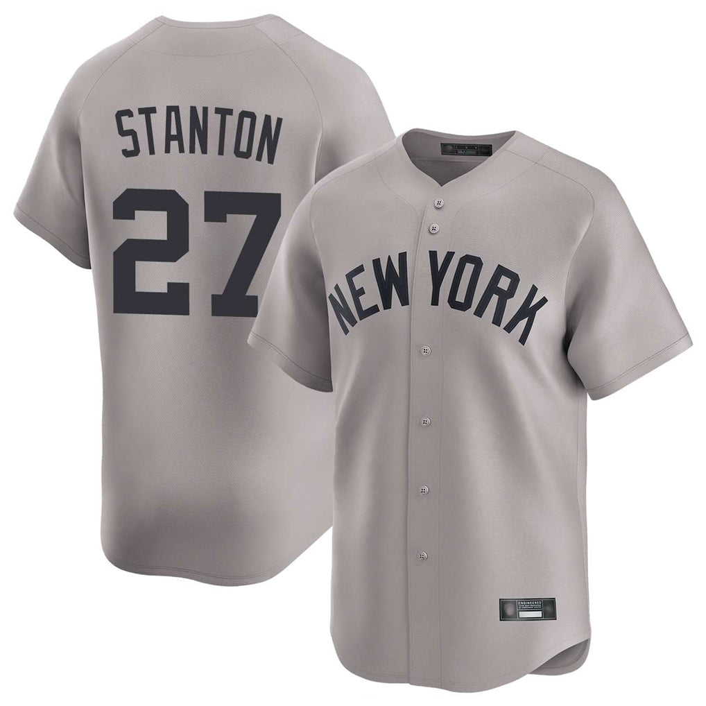 Choea NY.Yankees #27 Giancarlo Stanton Player Gray Limited Home Stitched Jerseys