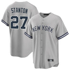 Choea NY.Yankees #27 Giancarlo Stanton Player Gray Road Game Stitched Jerseys