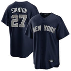 Choea NY.Yankees #27 Giancarlo Stanton Player Navy Replica Game Stitched Jerseys