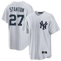 Choea NY.Yankees #27 Giancarlo Stanton Player White Game Home Stitched Jerseys