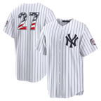 Choea NY.Yankees #27 Giancarlo Stanton White USA 250 Fourth of July Home Stadium Jersey