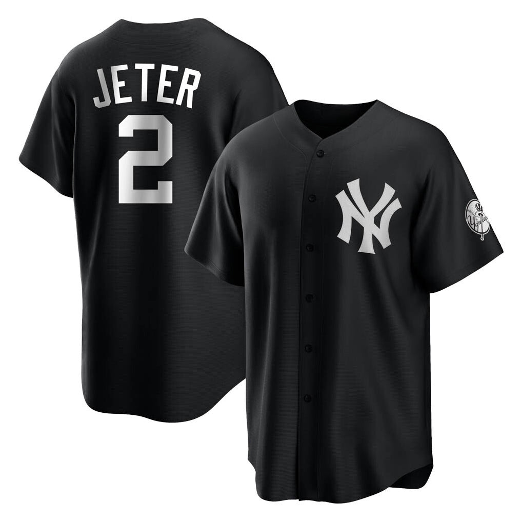 Choea NY.Yankees #2 Derek Jeter Player Black Game Stitched Jerseys