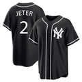 Choea NY.Yankees #2 Derek Jeter Player Black Out Game Home Stitched Jerseys