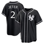 Choea NY.Yankees #2 Derek Jeter Player Black Out Game Home Stitched Jerseys