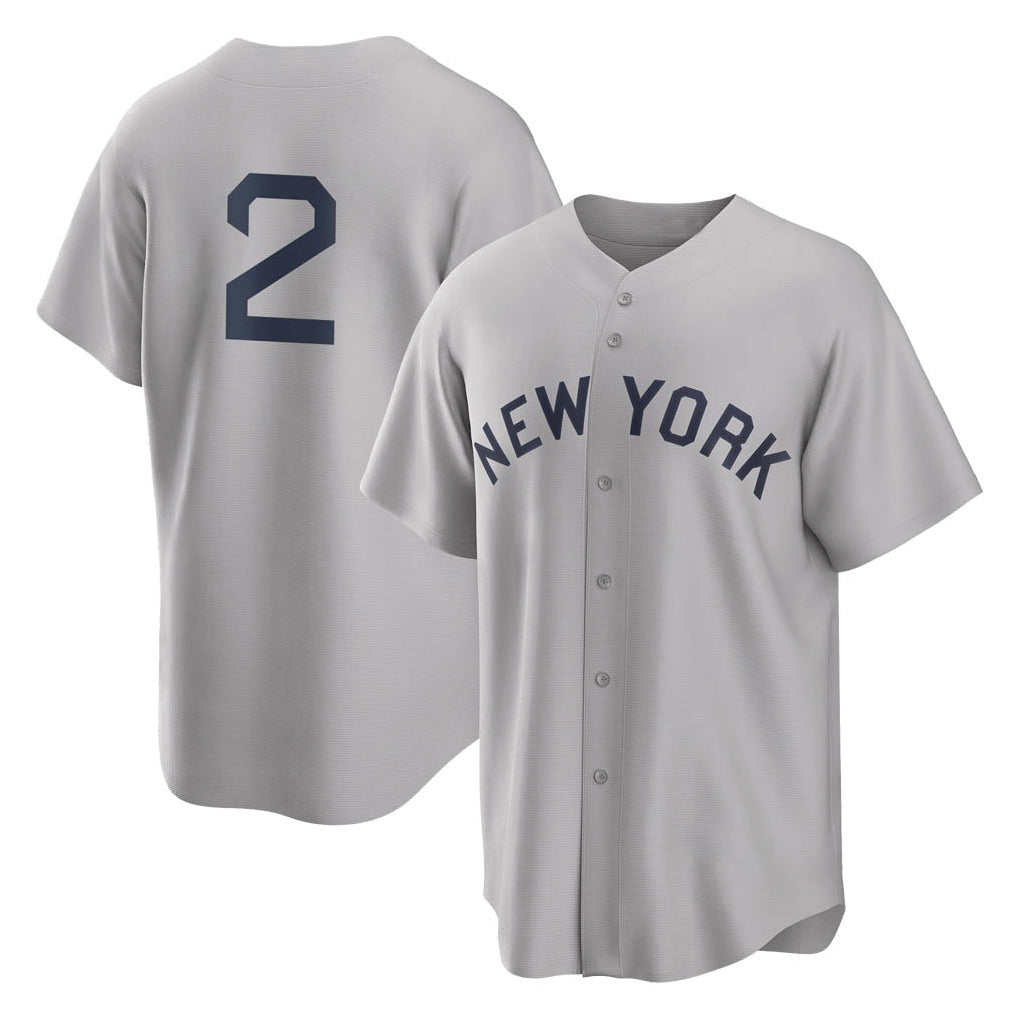 Choea NY.Yankees #2 Derek Jeter Player Gray Field of Dreams Game Stitched Jerseys