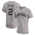 Choea NY.Yankees #2 Derek Jeter Player Gray Limited Elite Home Stitched Jerseys