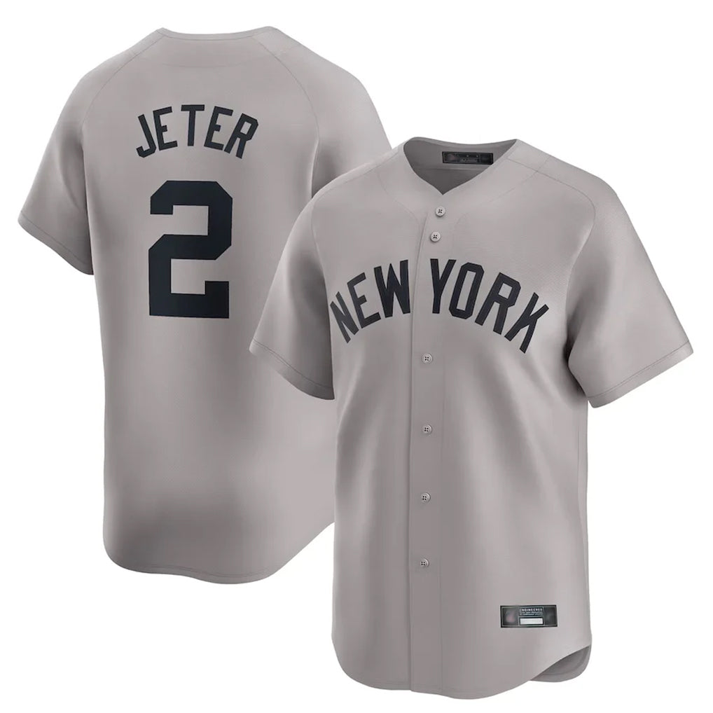 Choea NY.Yankees #2 Derek Jeter Player Gray Limited Home Stitched Jerseys