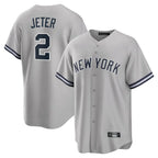 Choea NY.Yankees #2 Derek Jeter Player Gray Road Game Stitched Jerseys